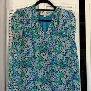 LOFT Blue Ruffled Blouse